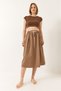 Women's Mink Waist Elasticized Tie-Detail Pocketed Poplin Skirt Ye4348 60283181 - 3