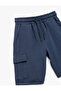Linen and Viscose Blended Cargo Shorts with Pocket Detail and Tie Waist - 3