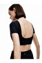 Short Sleeve Crew Neck Low Back Detailed Ribbed Sports Crop T-Shirt - 4