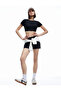 Short Sleeve Crew Neck Low Back Detailed Ribbed Sports Crop T-Shirt