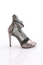 Women's Silver Stone Transparent Ankle Belt Tie Heeled Shoes 314233210