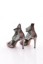Women's Silver Stone Transparent Ankle Belt Tie Heeled Shoes 314233210 - 3