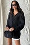 Boyfriend Loose Fit Linen Look Ayrobin Black Color Shirt - 5