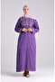 Embroidered Şile Fabric Dress 6000-04 Purple - 2