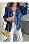 Qimene Women's Large Pocket Waist Drawstring Loose Collar Straight Oversize Coat - 8