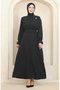 Black Striped Belted Dress - 0434-02