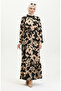 Mixed pattern belted dress 0388-05 black mink - 3