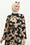 Mixed pattern belted dress 0388-05 black mink - 4