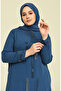 Plus Size Embellished Abaya 5044-01 Indigo - 4