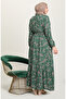 Floral Patterned Viscose Dress 5068-02 Green - 4