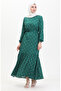 Emerald Green Anchor Patterned Belted Dress - 0461-04