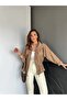 Qimene Women's Large Pocket Waist Drawstring Loose Collar Straight Oversize Coat - 5