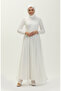 Tulle evening dress with pearls 5664-08 ecru - 2