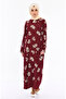Patterned Şile Fabric Dress 0450-03 Burgundy