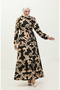 Black Beige Yezra Patterned Belted Dress - 0345-05