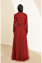 Sequined tulle evening dress 5345-13 burgundy - 5