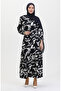 Navy Blue Patterned Belted Dress - 0444-02 - 2
