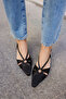 Melisa Women's Black Satin Mini Heel Shoes - 7