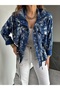 Qimene Women's Large Pocket Waist Drawstring Loose Collar Lacy Oversize Coat - 3