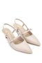 Women's Genuine Leather Beige Heeled Shoes - 2