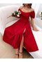New Season Women's Short Sleeve Square Collar Slit Midi Janjan Crepe Stylish Dress - 5