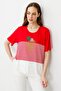 Women's Crew Neck Front Palm Stone Combed Cotton T-Shirt Red
