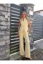Patterned Buttoned Vest Trousers Suit Light Yellow