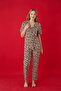 Heart Patterned Cotton Lycra Buttoned Pajama Set - 3