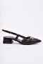 Women's Bitter Brown Saddler Buckle Pointed Toe Heeled Shoes - 5