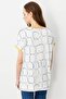 Women's Yellow Banded Combed Cotton T-Shirt with Collar and Sleeves Ecru/Laci - 3