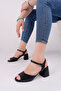 Genuine Leather Black Women's Leather Heeled Leather Shoes Trc-9010