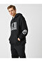 Hooded Basketball Themed Printed Kangaroo Pocket Sweatshirt