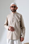 Men's Judge Collar Long Sleeve Buttoned Linen Shirt Beige (Vşn) - 4