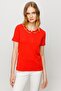 Women's Collar Embroidered Camisole Cotton T-shirt Orange - 7