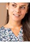 Women's Blue Floral Print Long Sleeve Viscose Blouse - Relaxed Fit Casual Top - 3