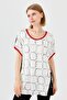 Women's Combed Cotton T-Shirt with Yellow Band on Collar and Sleeves Black/Ecru - 6