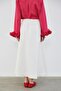 Ole Pleated High Waist Taffeta Skirt Ecru - 5