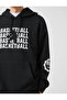 Hooded Basketball Themed Printed Kangaroo Pocket Sweatshirt - 5
