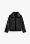 Unisex Oversize Stand Collar Plush Jacket Anthracite
