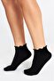 Bamboo Women's Ruffled Booties Elasticated Seamless Black Socks 3 Pack - 3