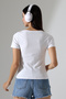 Ribana Fabric Boat Neck Short Sleeve Basic Women's T-Shirt 21996 White - 4