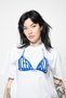 Bleed Blue Printed Relaxed Fit White Women's Tshirt - 6