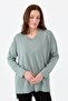 Women's V-Neck Slim Blouse S.Blue - 4