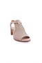 055 Women's Laser Heeled Sandals Genuine Leather Beige - 2