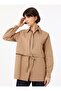 Lacing Detailed Cotton Poplin Blouse Shirt - Mink - Benin - 3