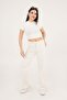 Glow Mode Embroidered High Waist Palazzo Beige Denim Pants - 4