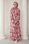 Sequenced Ethnic Pattern Pink Viscose Dress - 4