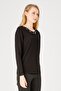 Women's Crew Neck Long Sleeve Stoned Knitwear Blouse Black - 3