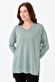 Women's V-Neck Slim Blouse S.Blue