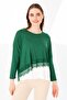 Women's Crew Neck Long Sleeve Skirt Lace Piece Combed Cotton Tunic Nefti - 6